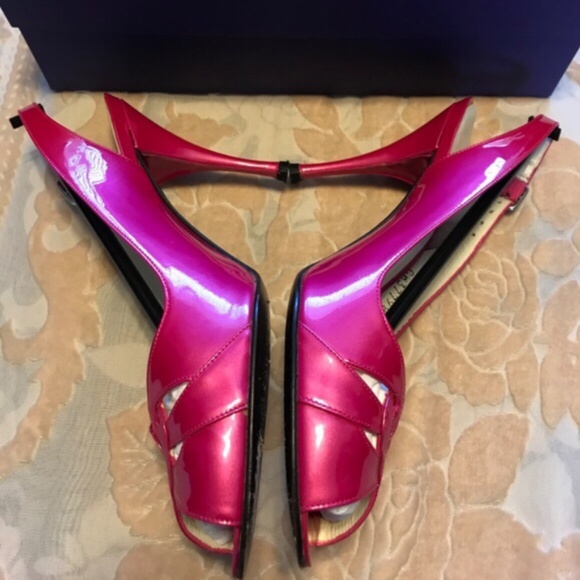 Stuart Weitzman Slingback Hot Pink 4" Heels Size 37/7 - Picture 3 of 8